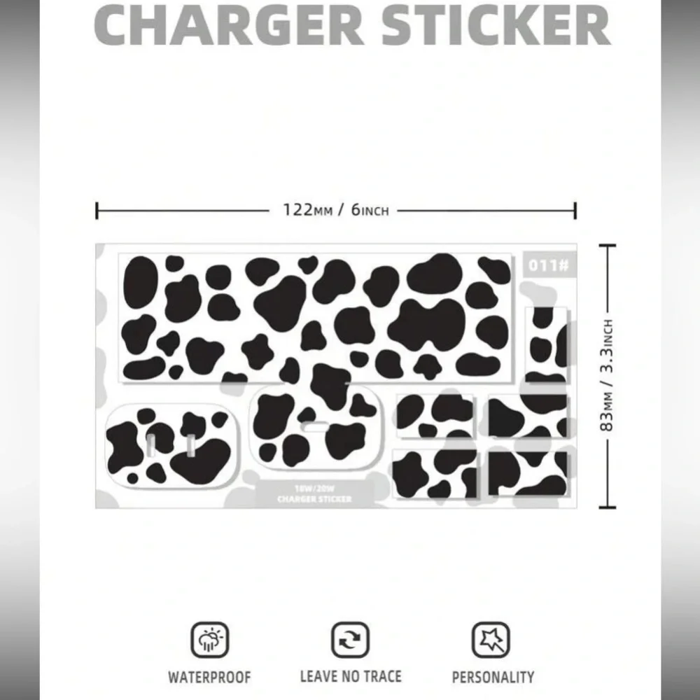 Cow Pattern Data Cable & Charger Head Sticker